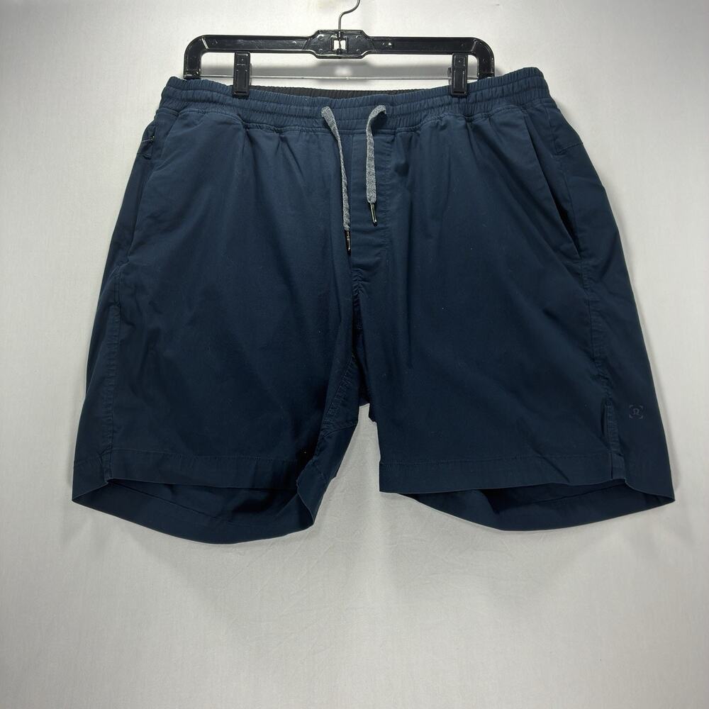 Lululemon Bowline Shorts Men’s XL Navy Blue Stretch Cotton Drawstring Zip Pocket